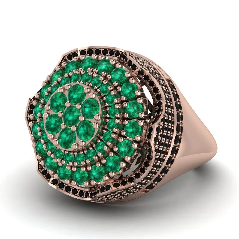 women's double band rings-Emerald Regal Radiance Signet Men's Fashion Ring - Frankie No. 35