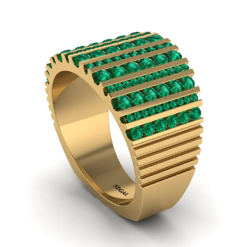 women's designer rings-Emerald Majestic Vintage Wide Band - Indigo No. 4