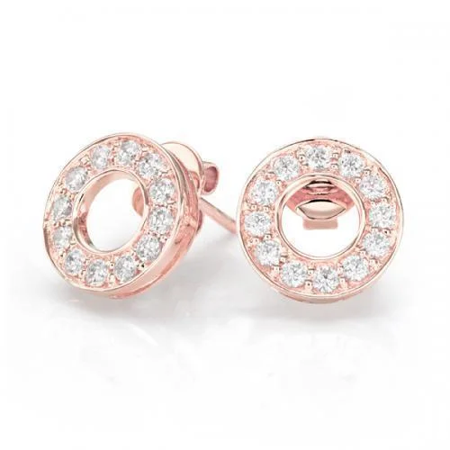 women's trendy statement earrings-Round Brilliant stud earrings with 0.48 carats* of diamond simulants in 10 carat rose gold