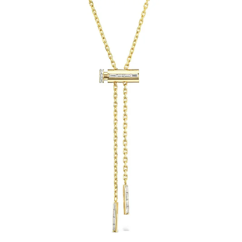 women's cross necklaces-GOLD AND DIAMOND VIAL BOLO NECKLACE