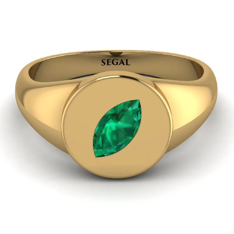 women's platinum band rings-Signature Marquise Emerald Ring - Eloise No. 4