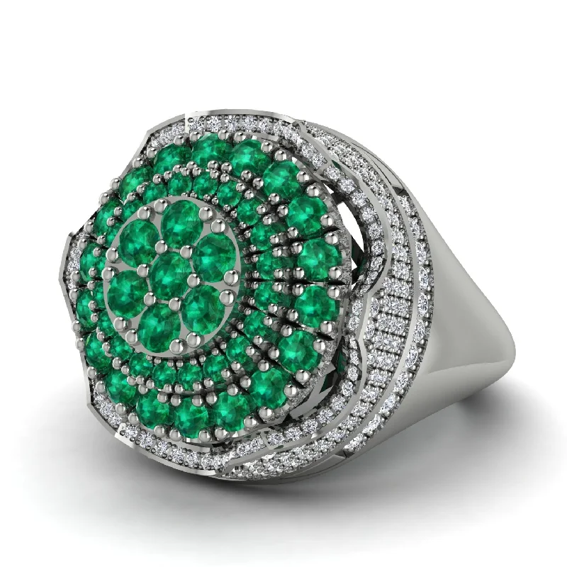 women's rose gold rings-Emerald Regal Radiance Signet Men's Fashion Ring - Frankie No. 6