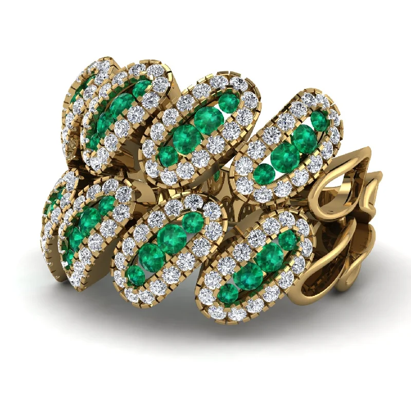 women's diamond eternity rings-Emerald Stylish Bloom Fashion Ring - Drew No. 4