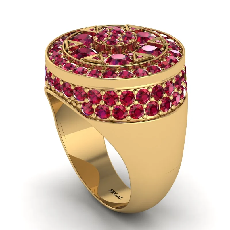 women's multi-stone rings-4.1ct Ruby Men's Cluster Pinky Ring - August No. 10