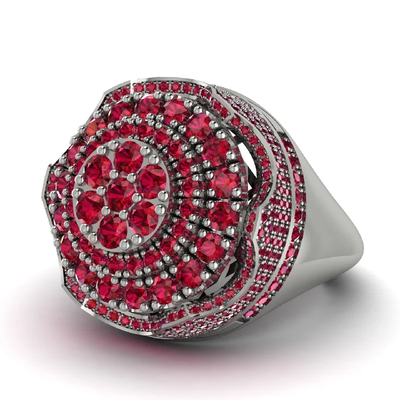 women's romantic engagement rings-Ruby Regal Radiance Signet Men's Fashion Ring - Frankie No. 57