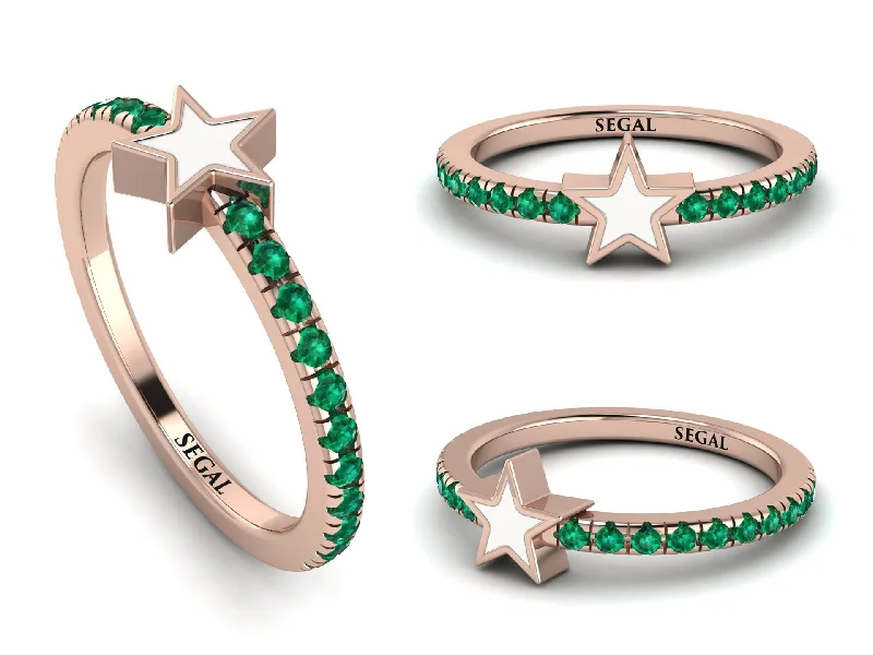 women's trendy rings-Elegant Enamel Star Emerald Ring - Star No. 5