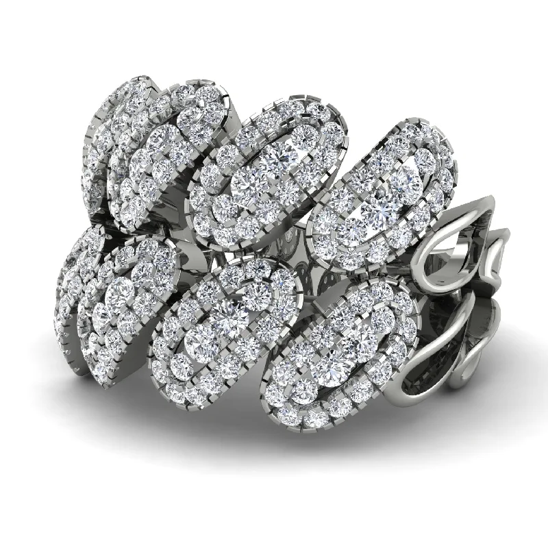 women's round-cut diamond rings-Diamond Stylish Bloom Fashion Ring - Drew No. 3