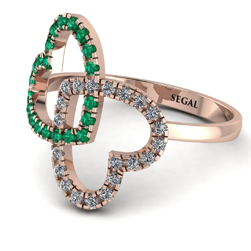 women's statement rings-Two Hearts Emerald Ring - Selena No. 5