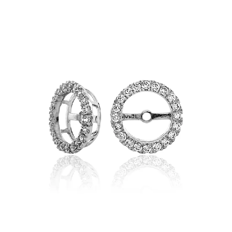 women's heart-shaped earrings-Halo earring enhancer with 0.4 carats* of diamond simulants in sterling silver