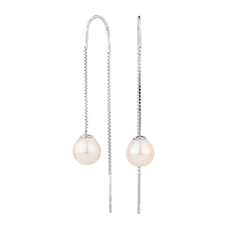 women's customized earrings-Cultured freshwater pearl drop earrings in sterling silver