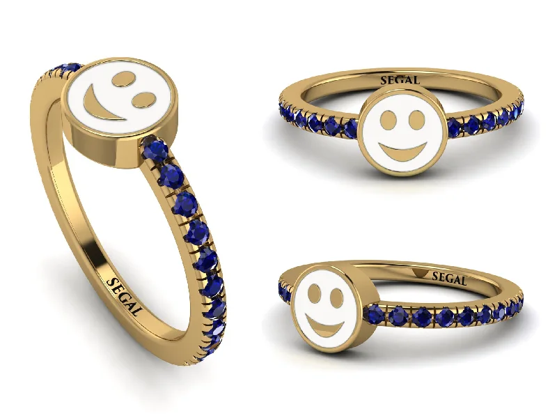 women's modern engagement rings-Elegant Enamel Smile Sapphire Ring - Smile No. 13