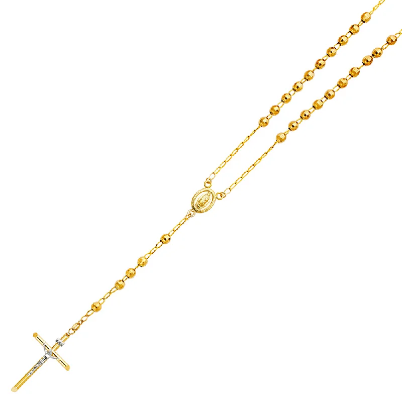 women's elegant diamond necklaces-14K GOLD 5MM DISCO BALL ROSARY NECKLACE