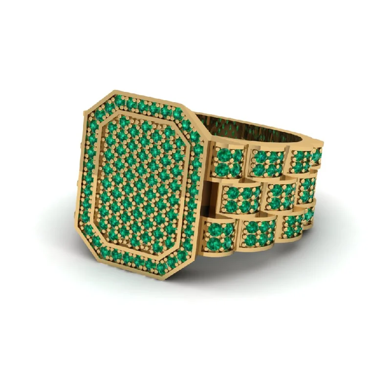 women's art deco rings-Emerald Regal Majesty Gold Men's Ring - Devin No. 4