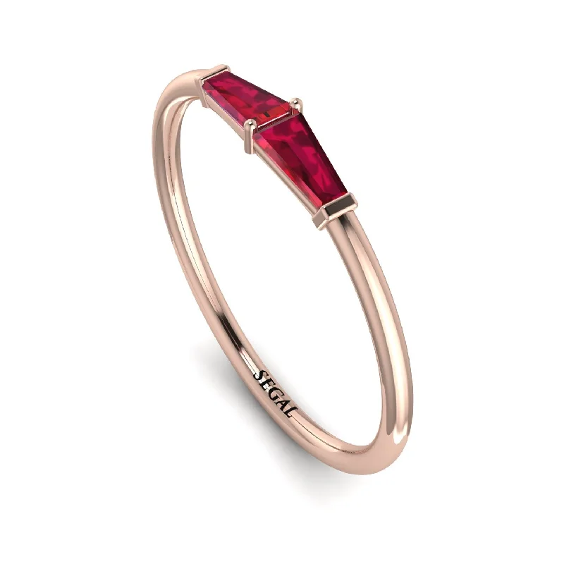 women's handmade rings-Thin Baguette Ruby Ring - Julianna No. 11