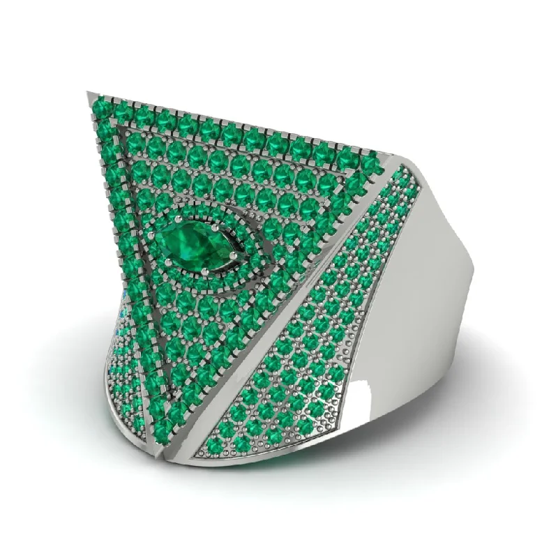 women's boho rings-Emerald Eye Of Providence Men's Illuminati Ring - Arden No. 21