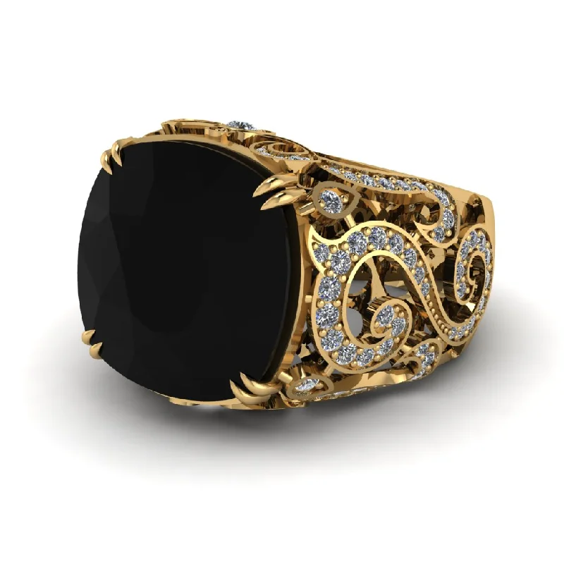 women's small rings-17 Ct Black Diamond Regal Majesty Filigree Men's Fashion Ring - North No. 7