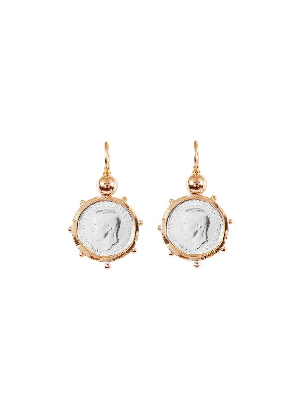 women's pearl earrings-Gold Encased 6p Coin Earrings