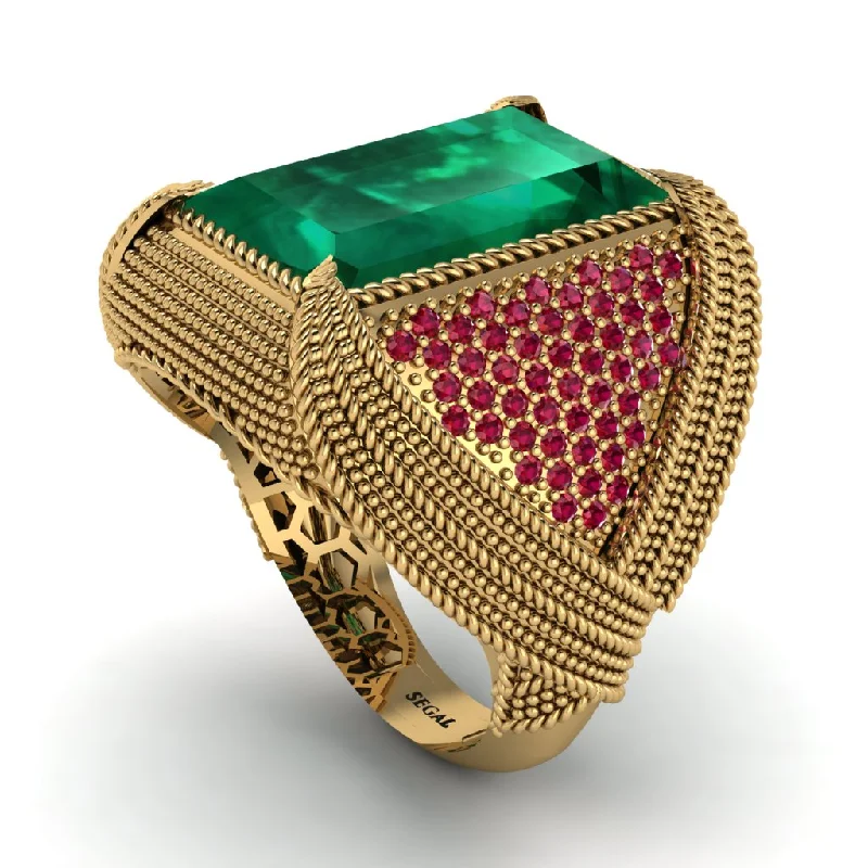 women's classic gold rings-Baguette Emerald Majestic Men's Fashion Ring - Flynn No. 49