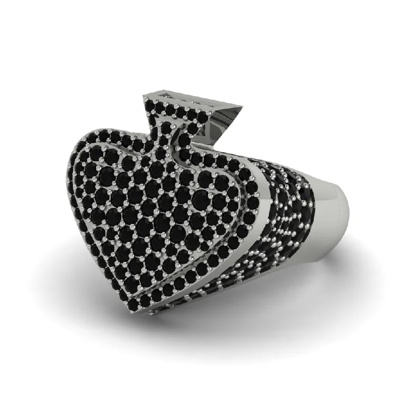 women's contemporary rings-Black Diamond Hip Hop Spaid Heart Men's Ring  - Parker No. 9