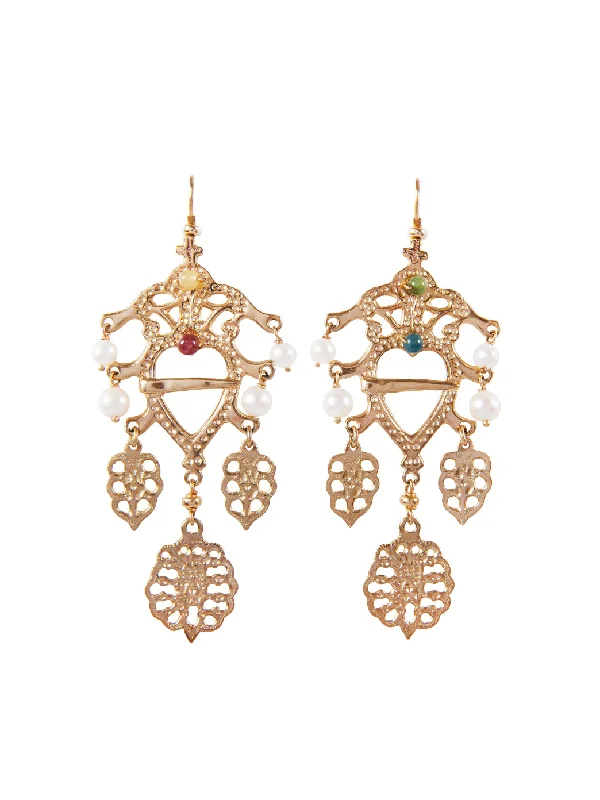 women's diamond stud earrings-Gold Folklore Earrings