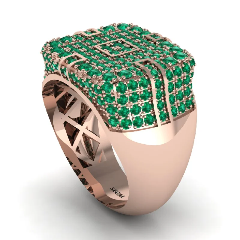 women's romantic rings-Emerald Men's Geometric Grid Ring - Pat No. 5