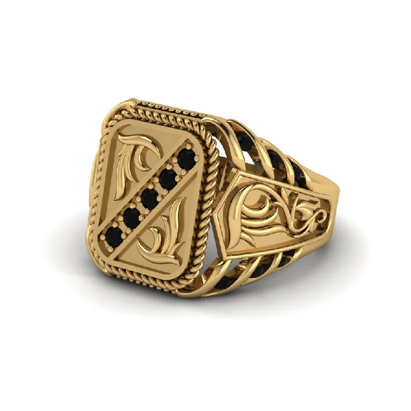 women's silver rings-Black Diamond Regal Filigree Men's Ring - Hollis No. 7