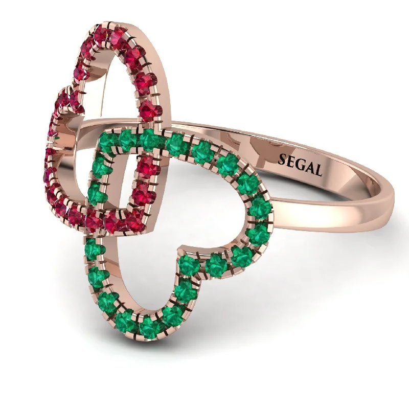 women's personalized engagement rings-Two Hearts Ruby Ring - Selena No. 26