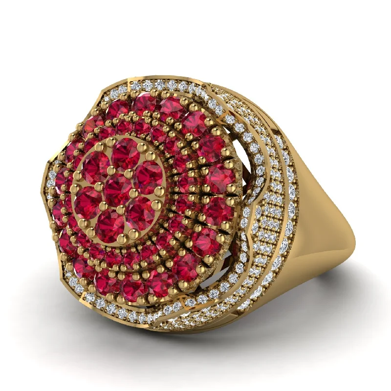 women's princess-cut rings-Ruby Regal Radiance Signet Men's Fashion Ring - Frankie No. 10