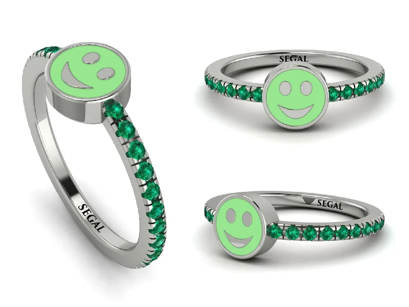 women's wedding bands-Elegant Enamel Smile Emerald Ring - Smile No. 6