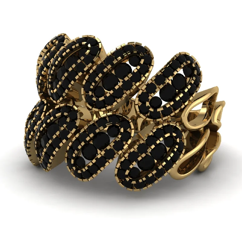 women's fashion rings-Black Diamond Stylish Bloom Fashion Ring - Drew No. 37