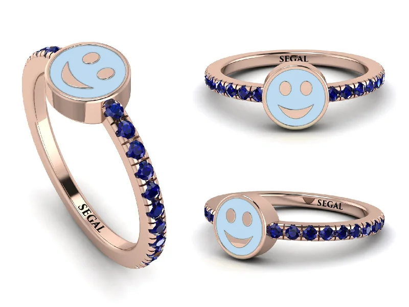 women's vintage engagement rings-Elegant Enamel Smile Sapphire Ring - Smile No. 14