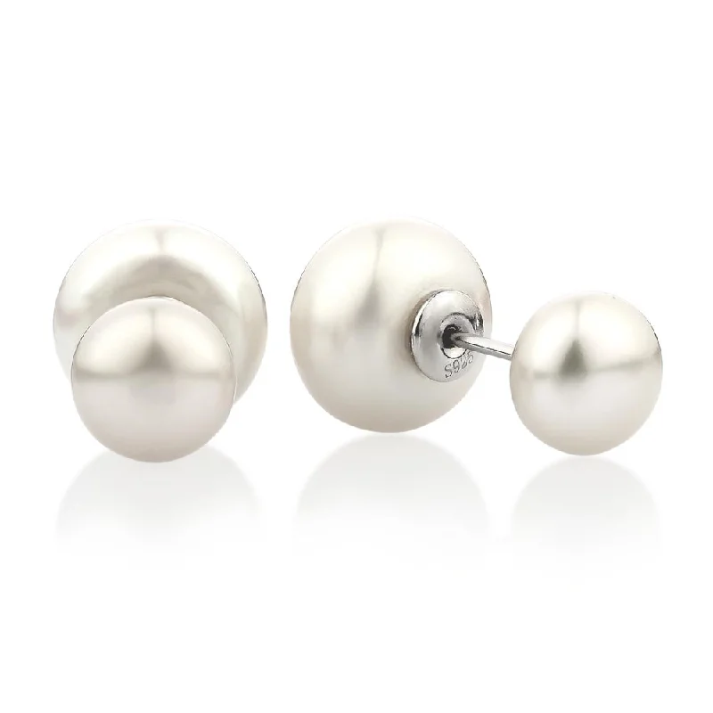 women's luxurious earrings-Cultured freshwater pearl stud earrings in sterling silver