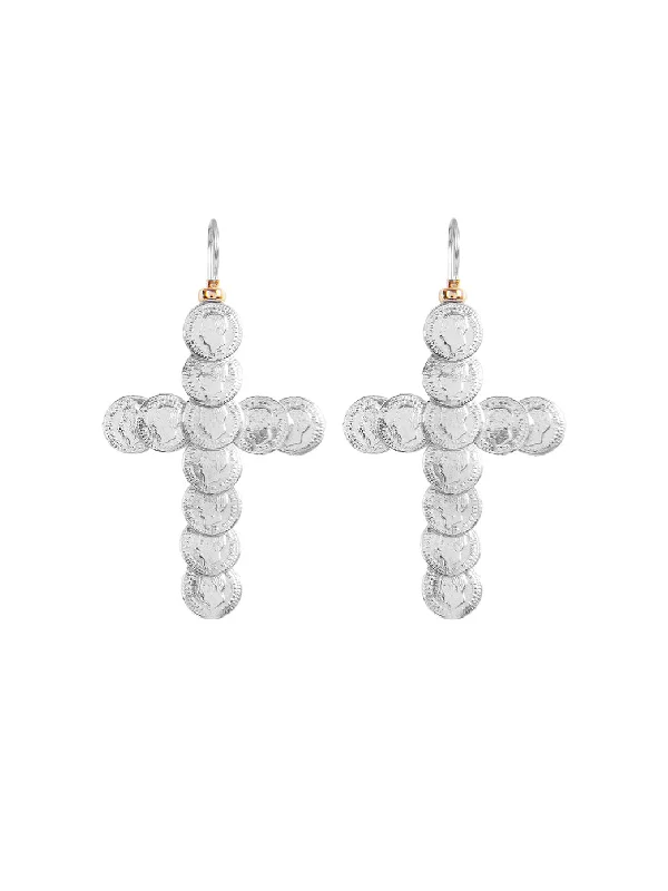 women's luxury diamond earrings-Saint Liberus Cross Earrings