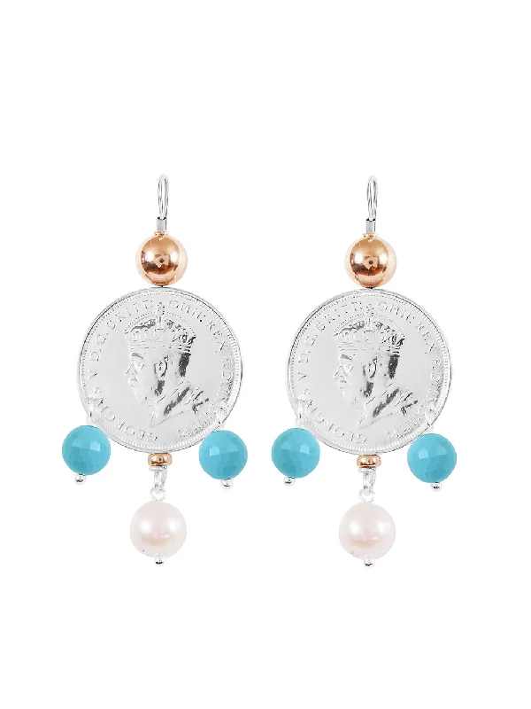 women's trendy hoop earrings-Monster Mid Coin 3 Drop earrings