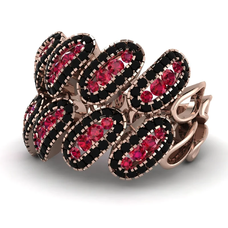 women's vintage-style rings-Ruby Stylish Bloom Fashion Ring - Drew No. 41