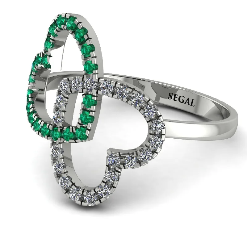 women's cushion-cut rings-Two Hearts Emerald Ring - Selena No. 6