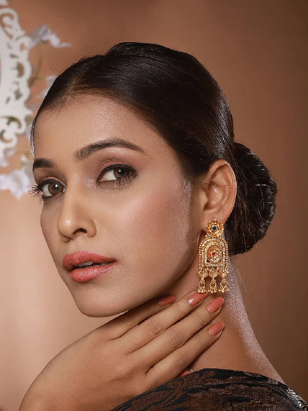 women's large hoop earrings-Gold-Toned Dome Shaped Jhumkas Earrings