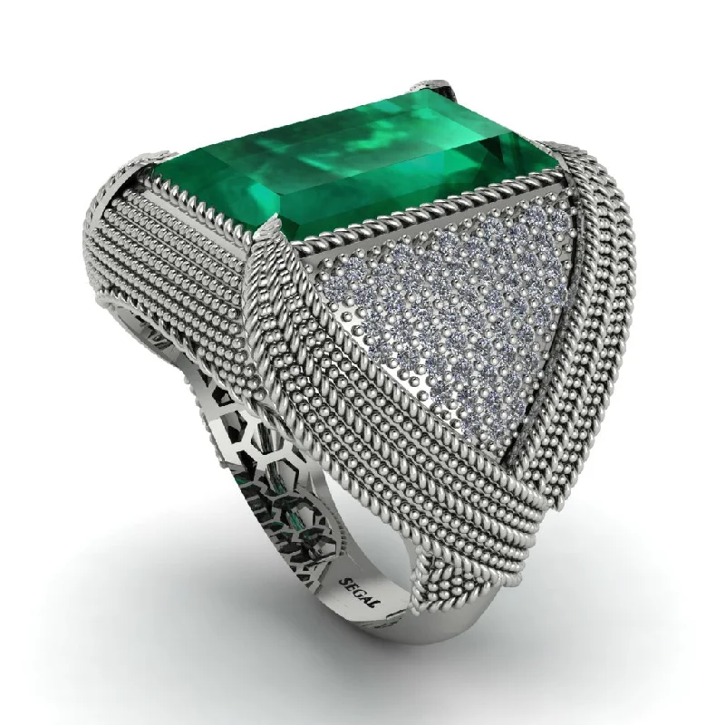 women's gemstone solitaire rings-Baguette Emerald Majestic Men's Fashion Ring - Flynn No. 6