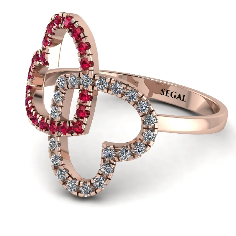 women's gemstone rings-Two Hearts Ruby Ring - Selena No. 11