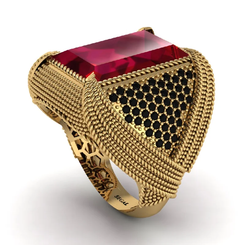 women's multi-colored gemstone rings-Baguette Ruby Majestic Men's Fashion Ring - Flynn No. 40