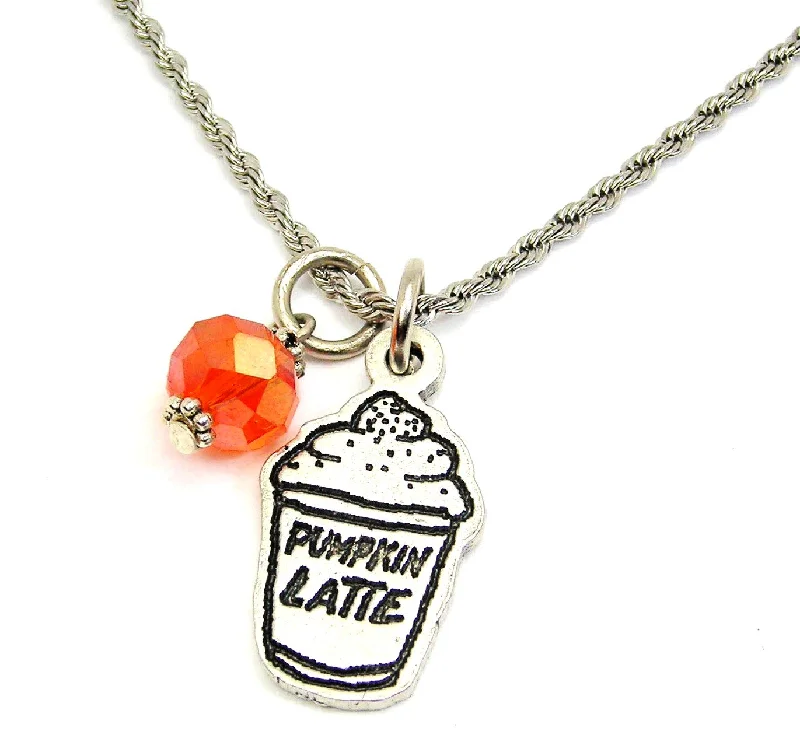 women's luxury chain necklaces-Pumpkin Spice Latte Pumpkin Latte  Charm Necklace