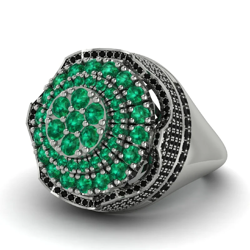 women's silver engagement rings-Emerald Regal Radiance Signet Men's Fashion Ring - Frankie No. 36