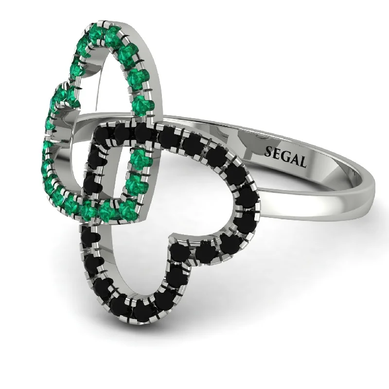 women's sapphire rings-Two Hearts Emerald Ring - Selena No. 36