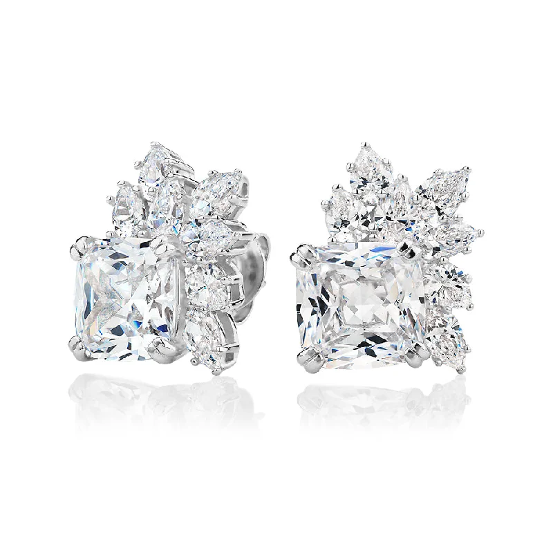 women's classic earrings-Statement earrings with 8.76 carats* of diamond simulants in sterling silver