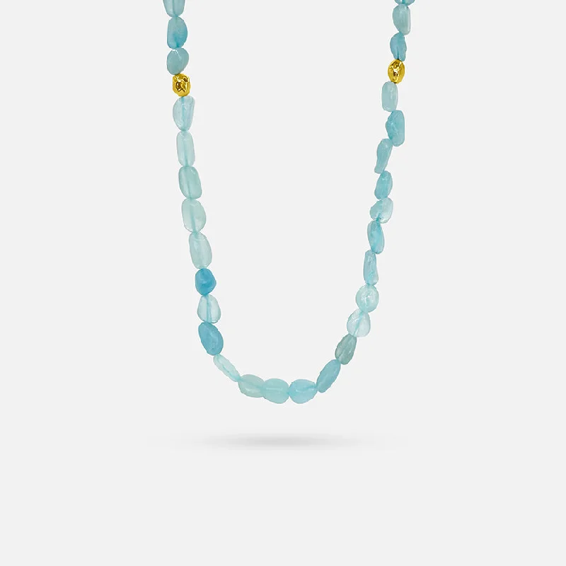 women's stylish necklaces-BLUE OCEAN GOLD NECKLACE