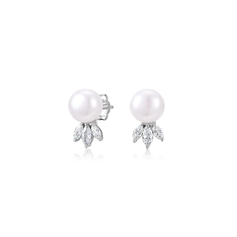 women's celestial stud earrings-Cultured freshwater pearl stud earrings in sterling silver