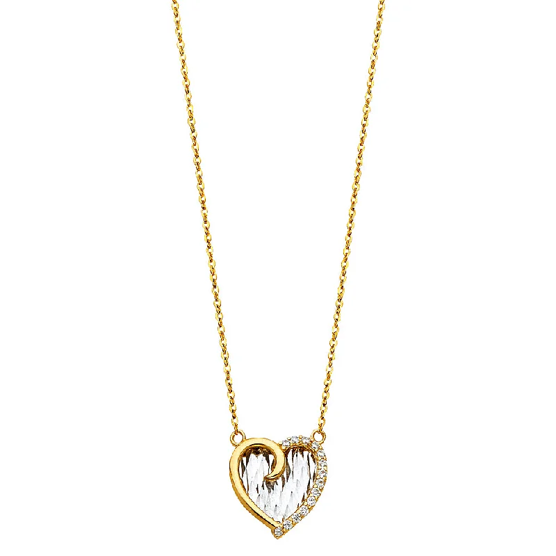 women's natural stone necklaces-14K CZ HEART NECKLACE