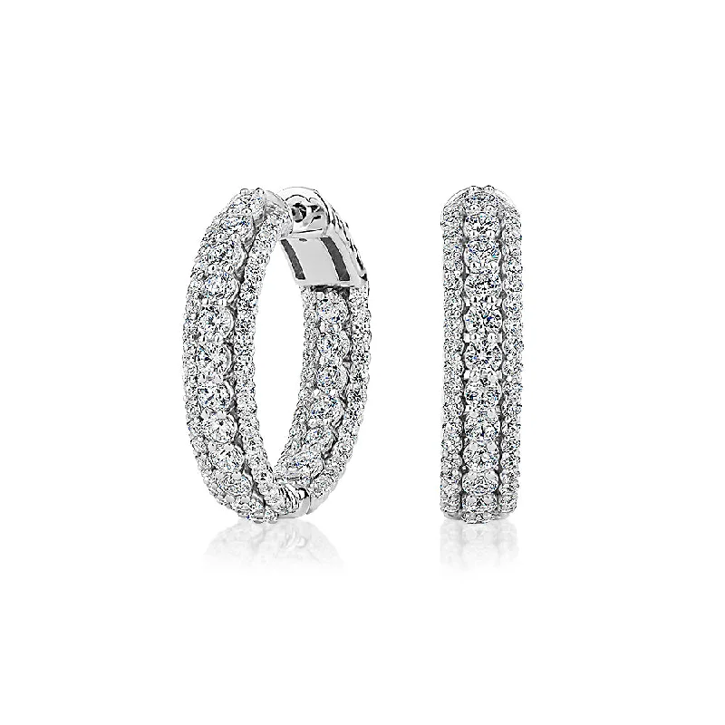 women's oversized earrings-Round Brilliant hoop earrings with 2.71 carats* of diamond simulants in sterling silver