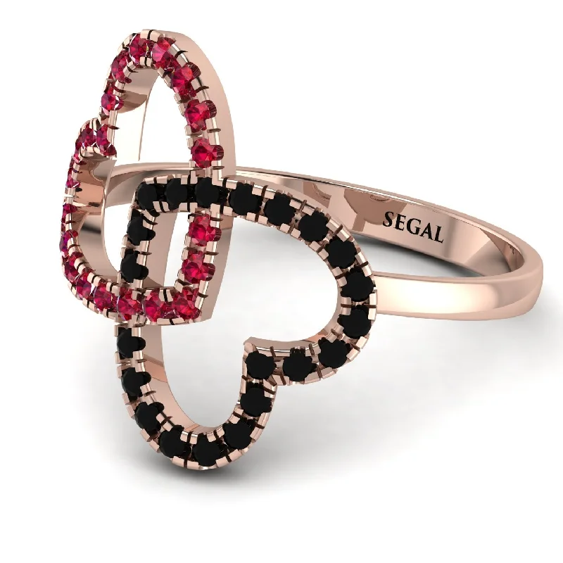 women's simple wedding rings-Two Hearts Ruby Ring - Selena No. 41