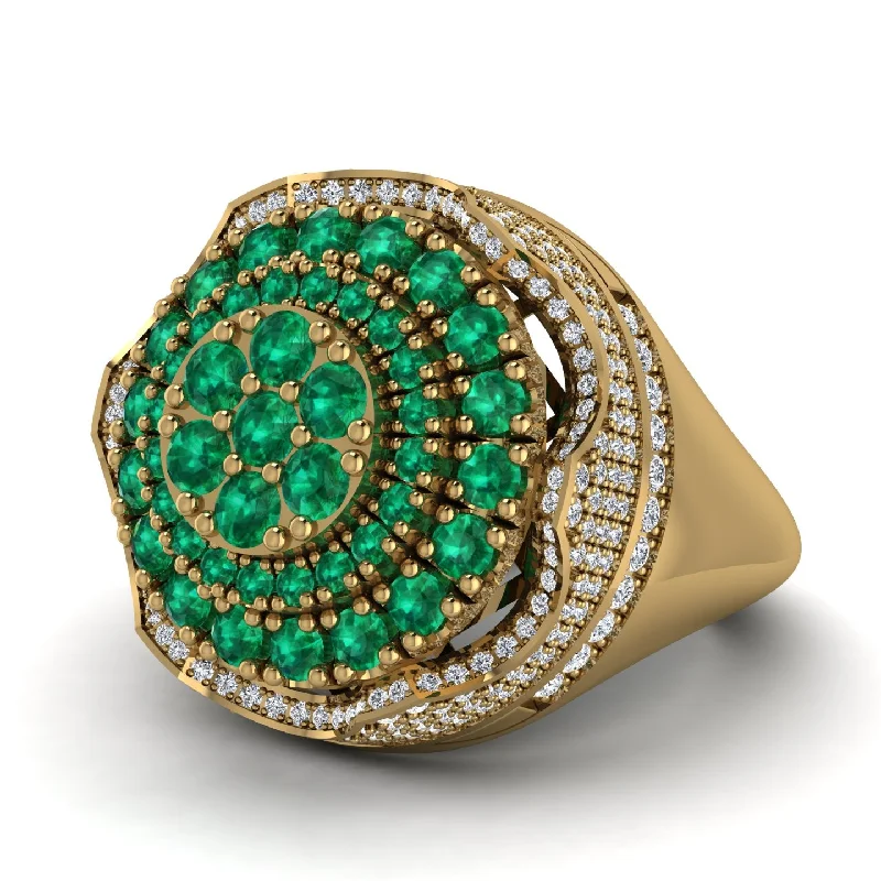 women's engagement rings-Emerald Regal Radiance Signet Men's Fashion Ring - Frankie No. 4